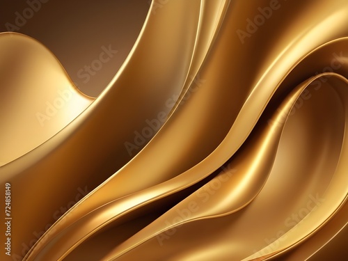 Photo Luxury Smooth golden silky background abstract wavy 3d render