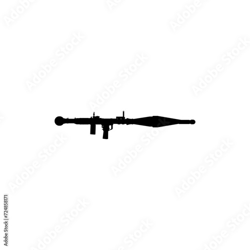 Silhouette of the Bazooka or Rocket Launcher Weapon, also known as Rocket Propelled Grenade or RPG, Flat Style, can use for Art Illustration, Pictogram, Website, Infographic or Graphic Design Element