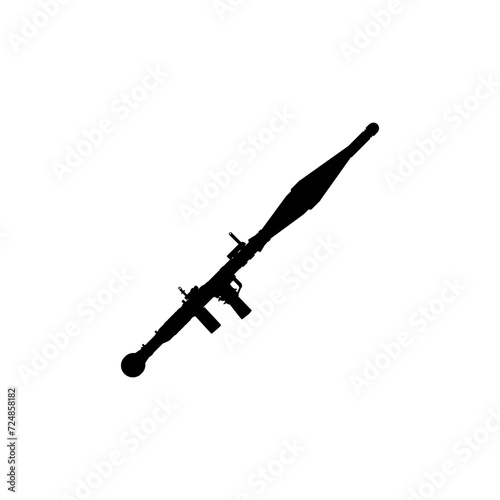 Silhouette of the Bazooka or Rocket Launcher Weapon, also known as Rocket Propelled Grenade or RPG, Flat Style, can use for Art Illustration, Pictogram, Website, Infographic or Graphic Design Element