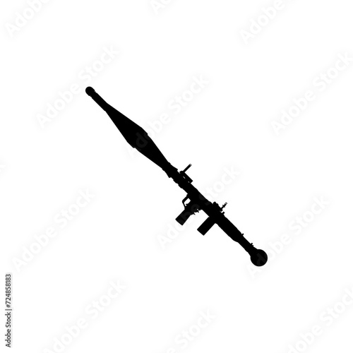 Silhouette of the Bazooka or Rocket Launcher Weapon, also known as Rocket Propelled Grenade or RPG, Flat Style, can use for Art Illustration, Pictogram, Website, Infographic or Graphic Design Element