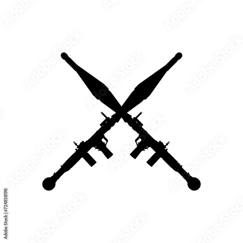 Silhouette of the Bazooka or Rocket Launcher Weapon, also known as Rocket Propelled Grenade or RPG, Flat Style, can use for Art Illustration, Pictogram, Website, Infographic or Graphic Design Element