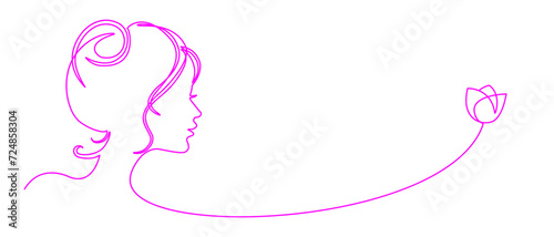 Women's day illustration with girl's face with flowers eps 10
