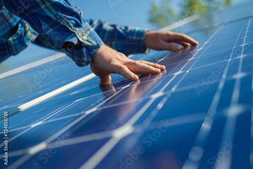 solar panel with a technician.