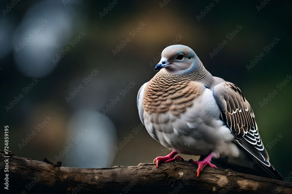 A close-up view of a dove, signifying calm and serenity, with its feathery grace A close-up view of a dove, signifying calm and serenity, with its feathery grace