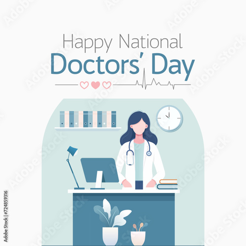 National Doctors' Day is a day celebrated to appreciate and recognize the contributions of physicians to individual lives and communities. Vector illustration