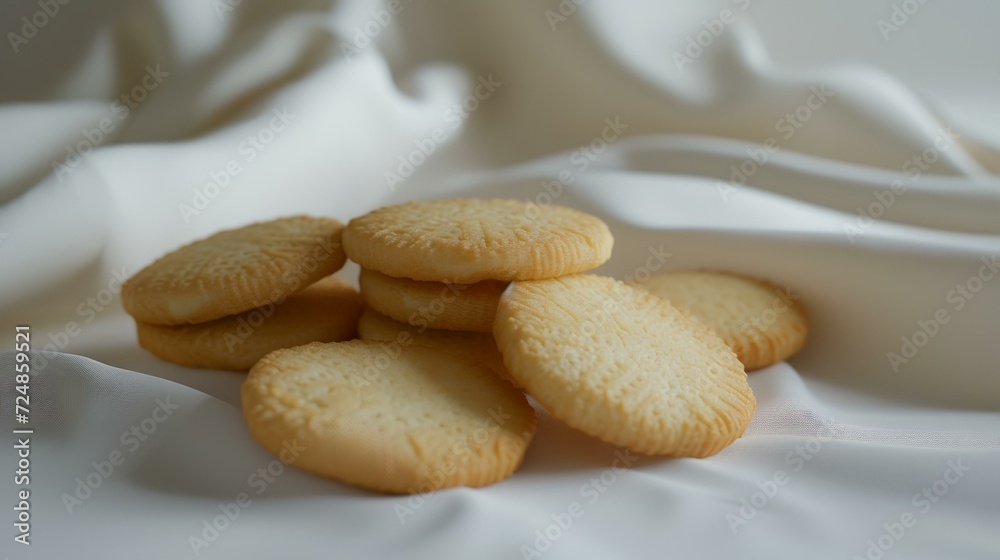 biscuits on a white silk background, soft focus, shallow DOF biscuits on a white silk background, soft focus, shallow DOF