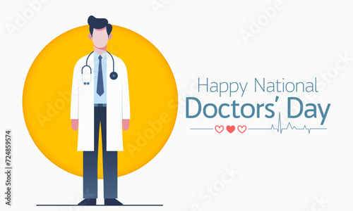 National Doctors' Day is a day celebrated to appreciate and recognize the contributions of physicians to individual lives and communities. Vector illustration