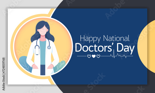 National Doctors' Day is a day celebrated to appreciate and recognize the contributions of physicians to individual lives and communities. Vector illustration