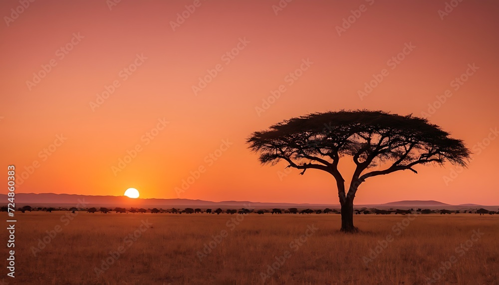 Sunset on the Serengeti gradient from burnt orange to dusty rose