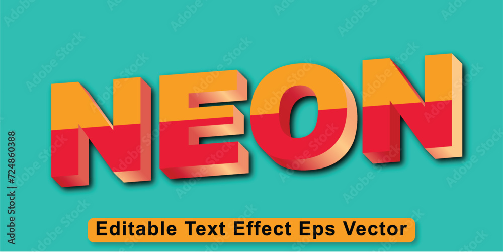 Neon gradient color editable 3d text effect eps vector
