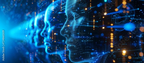 AI-generated synthetic media known as deep fake technology is used to create digitally altered content in a 3D illustrated format, including manipulated facts and false news.