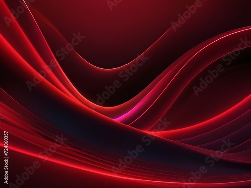 Photo abstract smooth dark and red color neon light wave backgroun