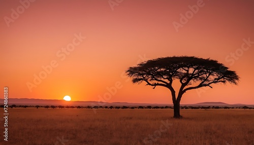 Sunset on the Serengeti gradient from burnt orange to dusty rose