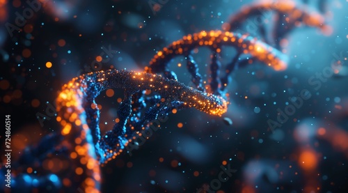 Glowing DNA Helix Illustration in Blue Hues