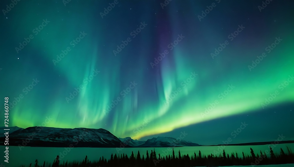 Northern lights spectacle gradient from emerald to indigo