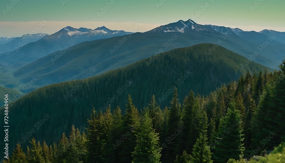 Majestic mountain gradient from slate gray to pine green