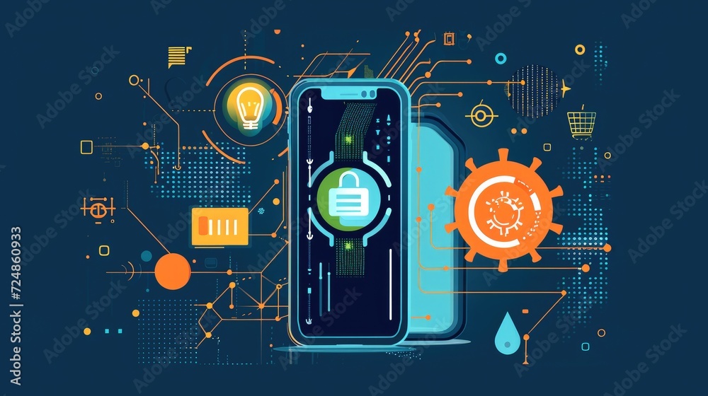 An infographic on smartphone malware protection and cybersecurity provides a visually engaging way to understand the key principles of digital safety