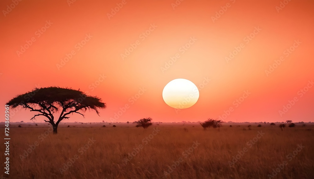 Sunset over the savannah gradient from burnt orange to dusty pink