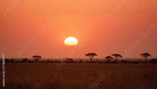 Sunset over the savannah gradient from burnt orange to dusty pink