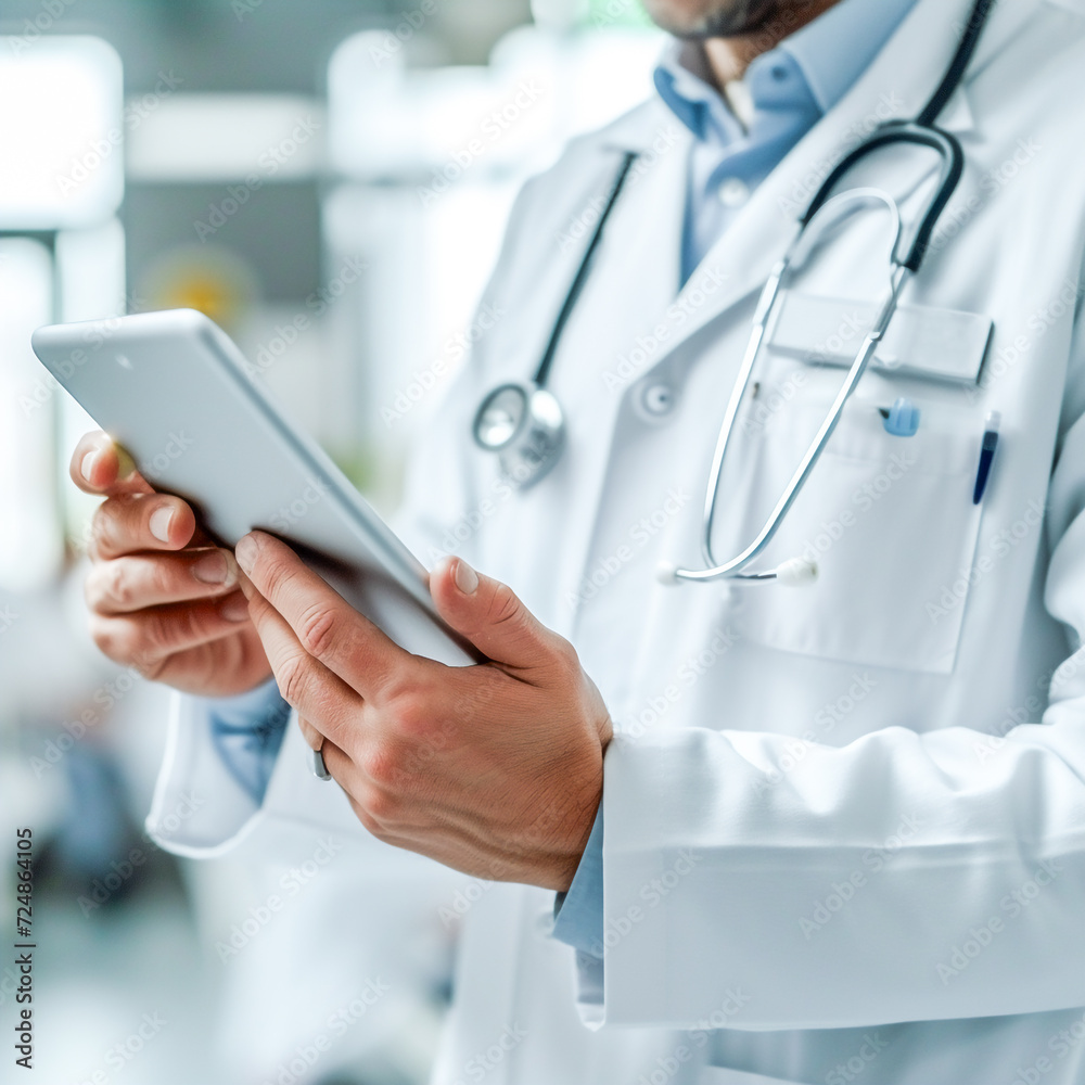 doctor with stethoscope used Tablet in hand doctor with stethoscope used Tablet in hand