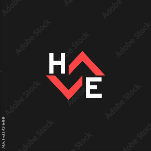 HE Initial Construction Real Estate Home Logo Design Vector