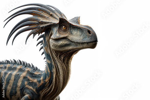 real photo of a Dilophosaurus isolated on solid white background. ai generative © Anna