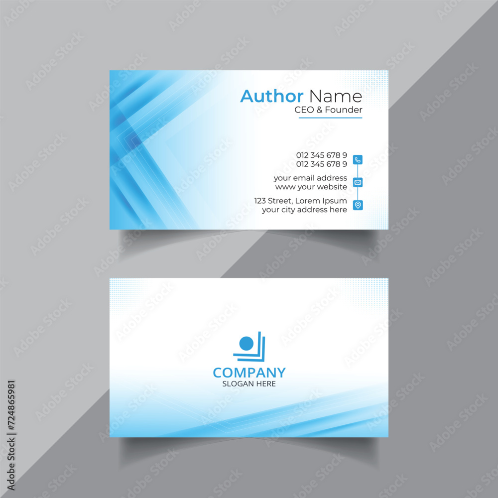 Blue color vector business card design template or abstract visiting card