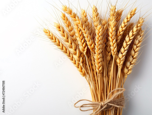Wheat isolated on white background in minimalist style. 