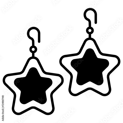 Star earring glyph and line vector illustration