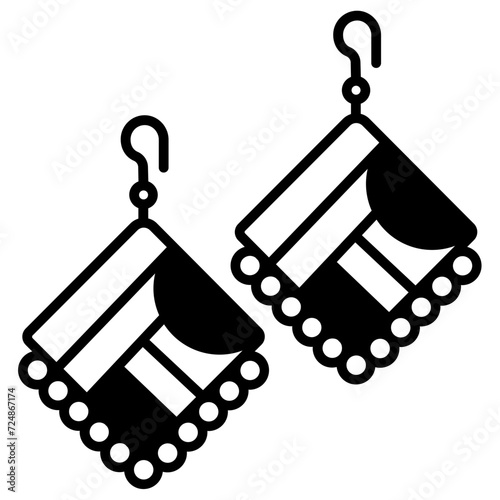 earring glyph and line vector illustration