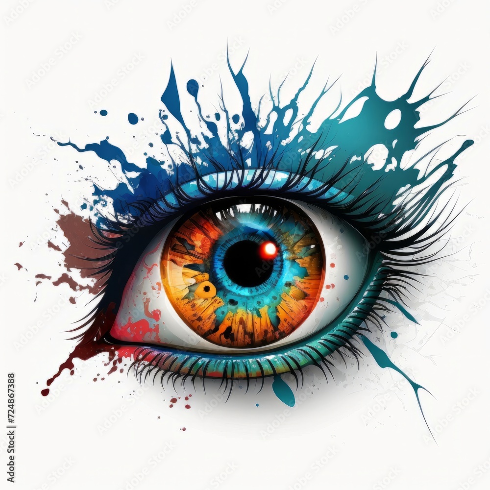 colorful eye illustration with abstract colors , generated by AI. High quality photo