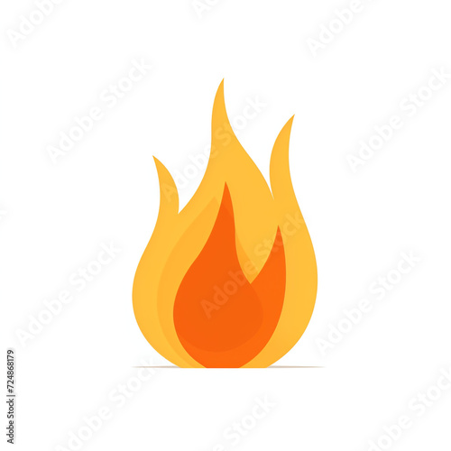 Flat design small orange fire on an absolute white background сreated with Generative Ai