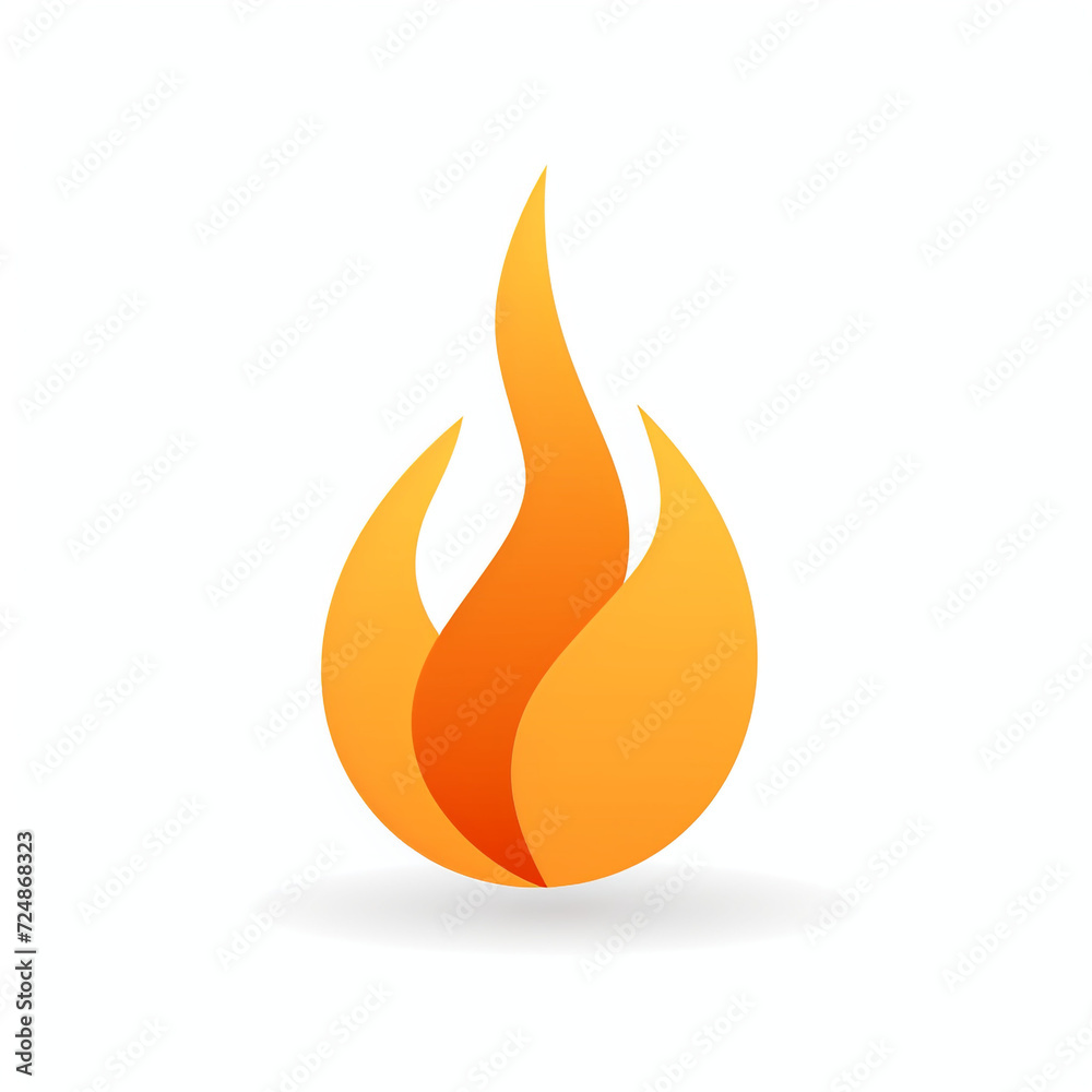 Flat design small orange fire on an absolute white background сreated with Generative Ai Flat design small orange fire on an absolute white background сreated with Generative Ai
