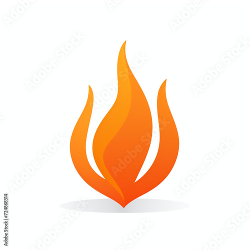 Flat design small orange fire on an absolute white background сreated with Generative Ai