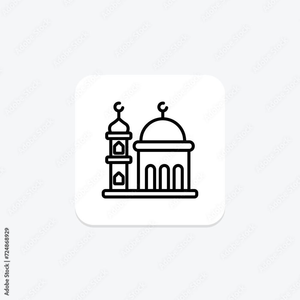 Minaret icon, tower, mosque, islamic architecture, minaret mosque tower line icon, editable vector icon, pixel perfect, illustrator ai file