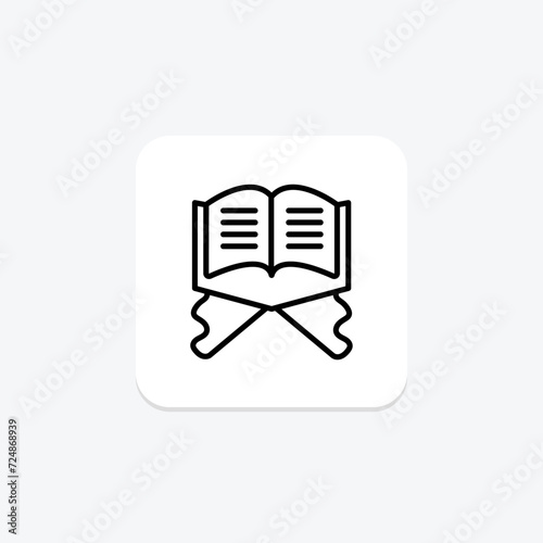 Quran icon, holy book, religious, islamic scripture, quran sacred text line icon, editable vector icon, pixel perfect, illustrator ai file