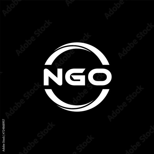 NGO letter logo design with black background in illustrator  cube logo  vector logo  modern alphabet font overlap style. calligraphy designs for logo  Poster  Invitation  etc.