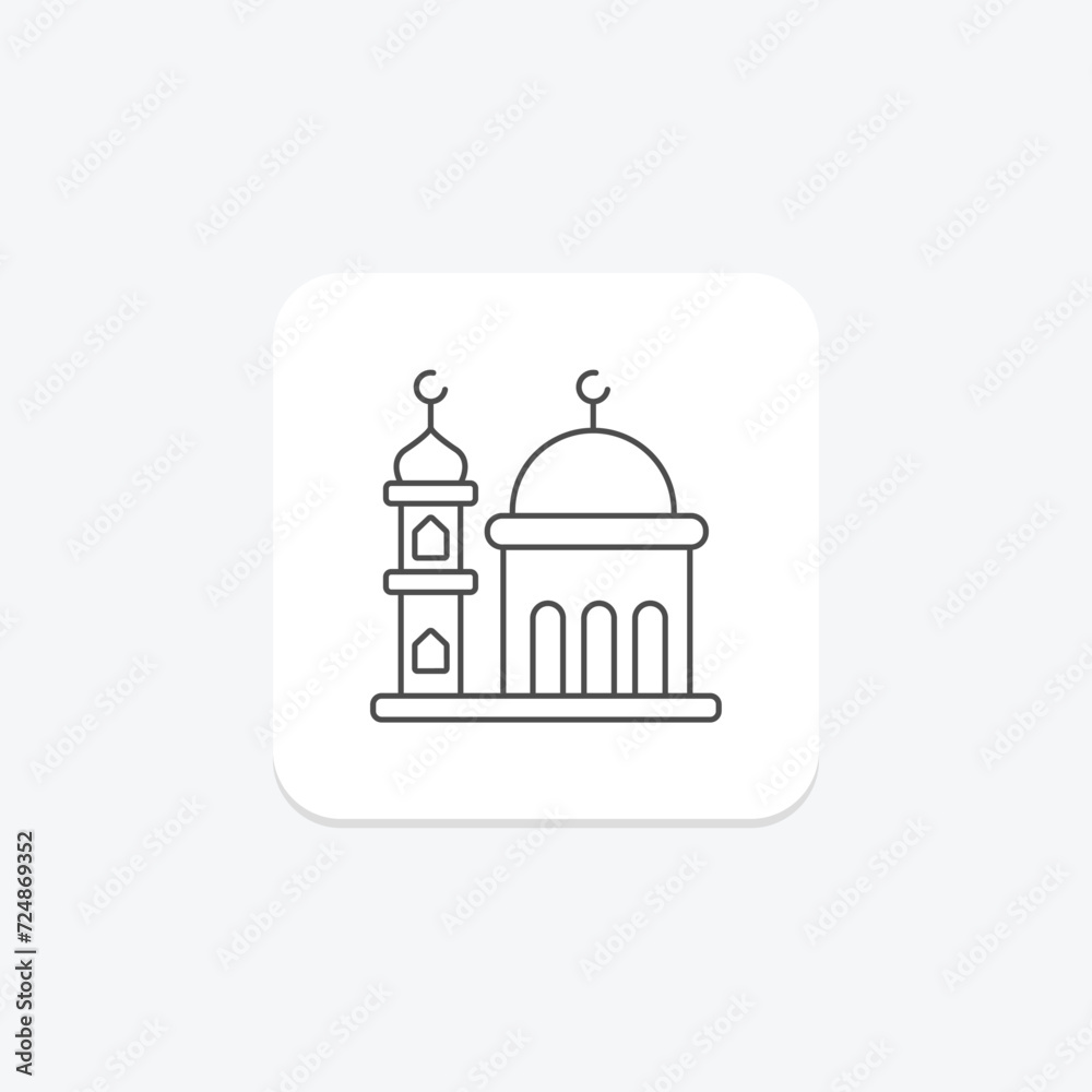 Minaret icon, tower, mosque, islamic architecture, minaret mosque tower thinline icon, editable vector icon, pixel perfect, illustrator ai file