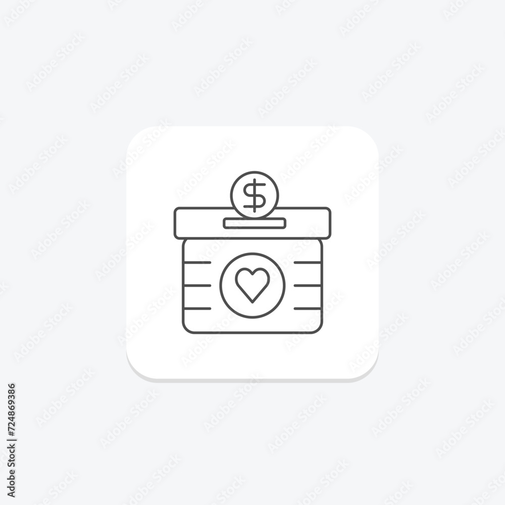Charity Box icon, donation, giving, donation box, charity box philanthropy thinline icon, editable vector icon, pixel perfect, illustrator ai file Charity Box icon, donation, giving, donation box, charity box philanthropy thinline icon, editable vector icon, pixel perfect, illustrator ai file