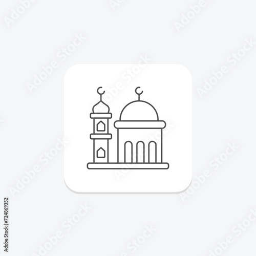 Minaret icon, tower, mosque, islamic architecture, minaret mosque tower thinline icon, editable vector icon, pixel perfect, illustrator ai file © Blinix Solutions