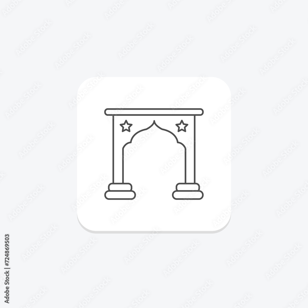 Islamic Door icon, door, architecture, islamic architecture, islamic door architectural feature thinline icon, editable vector icon, pixel perfect, illustrator ai file