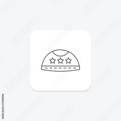 Prayer Cap icon, cap, religious, islamic headwear, prayer cap traditional head covering thinline icon, editable vector icon, pixel perfect, illustrator ai file