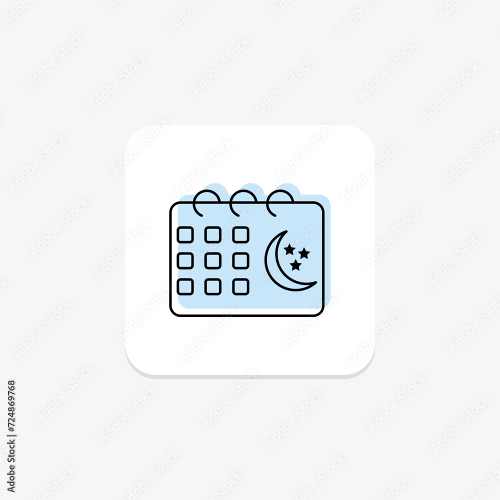 Islamic Calendar icon, calendar, dates, lunar calendar, islamic dates color shadow thinline icon, editable vector icon, pixel perfect, illustrator ai file Islamic Calendar icon, calendar, dates, lunar calendar, islamic dates color shadow thinline icon, editable vector icon, pixel perfect, illustrator ai file