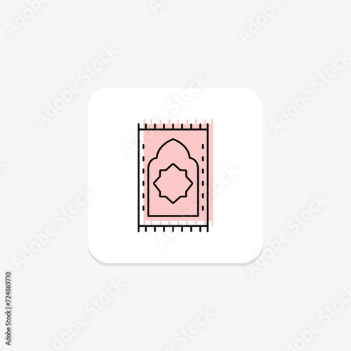Prayer Mat icon, mat, islamic, prayer, religious mat color shadow thinline icon, editable vector icon, pixel perfect, illustrator ai file