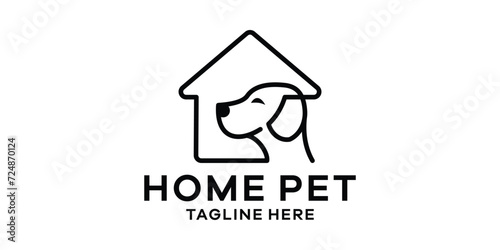 logo design combining the shape of a pet with a house, logo design template symbol idea.