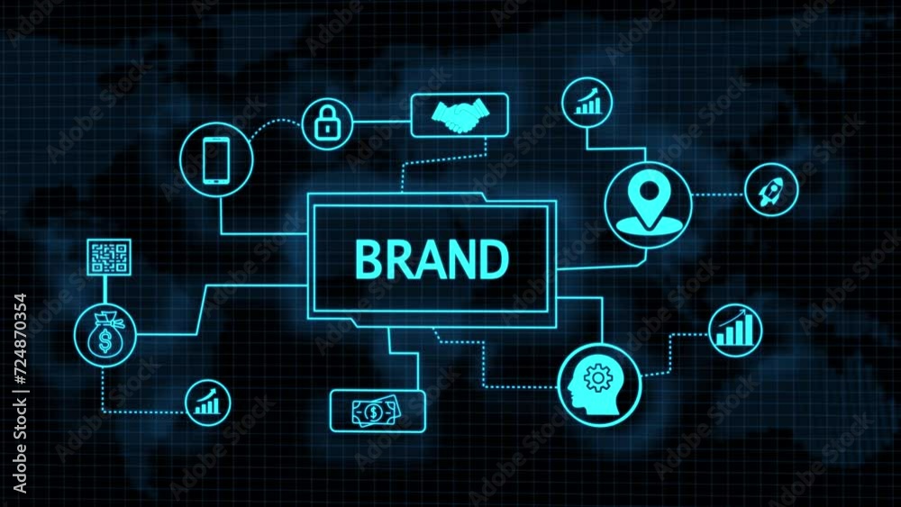 Digital marketing brand. Brand development marketing strategy concept. Business, technology, internet and networking concept.