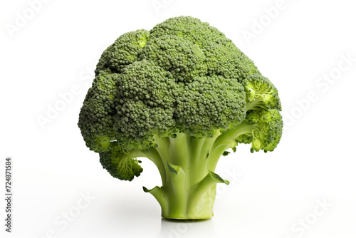 Beautiful Single Fresh Broccoli Isolated On White Background сreated with Generative Ai