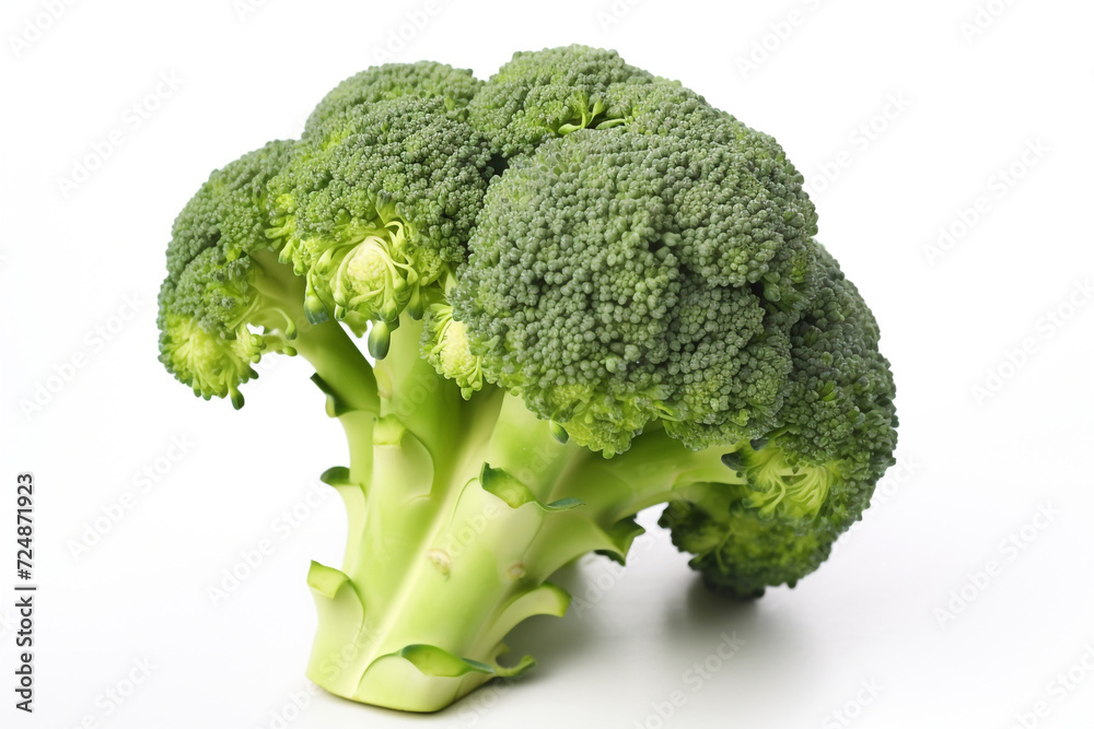 Beautiful Single Fresh Broccoli Isolated On White Background сreated with Generative Ai Beautiful Single Fresh Broccoli Isolated On White Background сreated with Generative Ai
