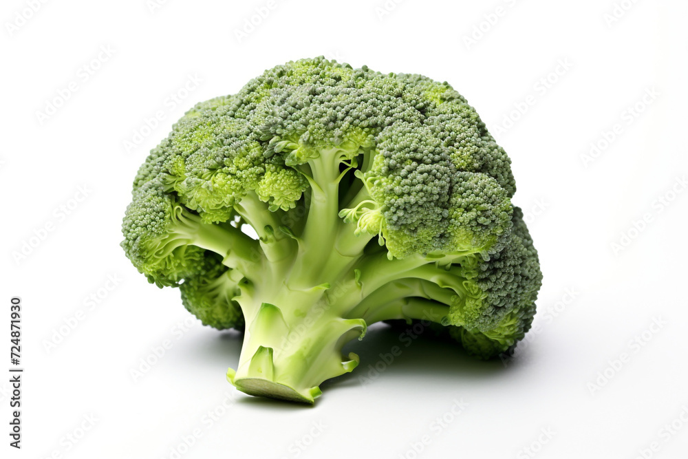 Beautiful Single Fresh Broccoli Isolated On White Background сreated with Generative Ai Beautiful Single Fresh Broccoli Isolated On White Background сreated with Generative Ai