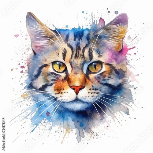 cat portrait in water colors and soft colors , generated by AI